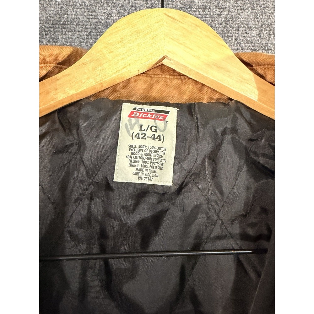Dickies Duck Canvas Work Shirt Jacket Shacket Mens L Brown Quilted Lined Hunting - Picture 6 of 16